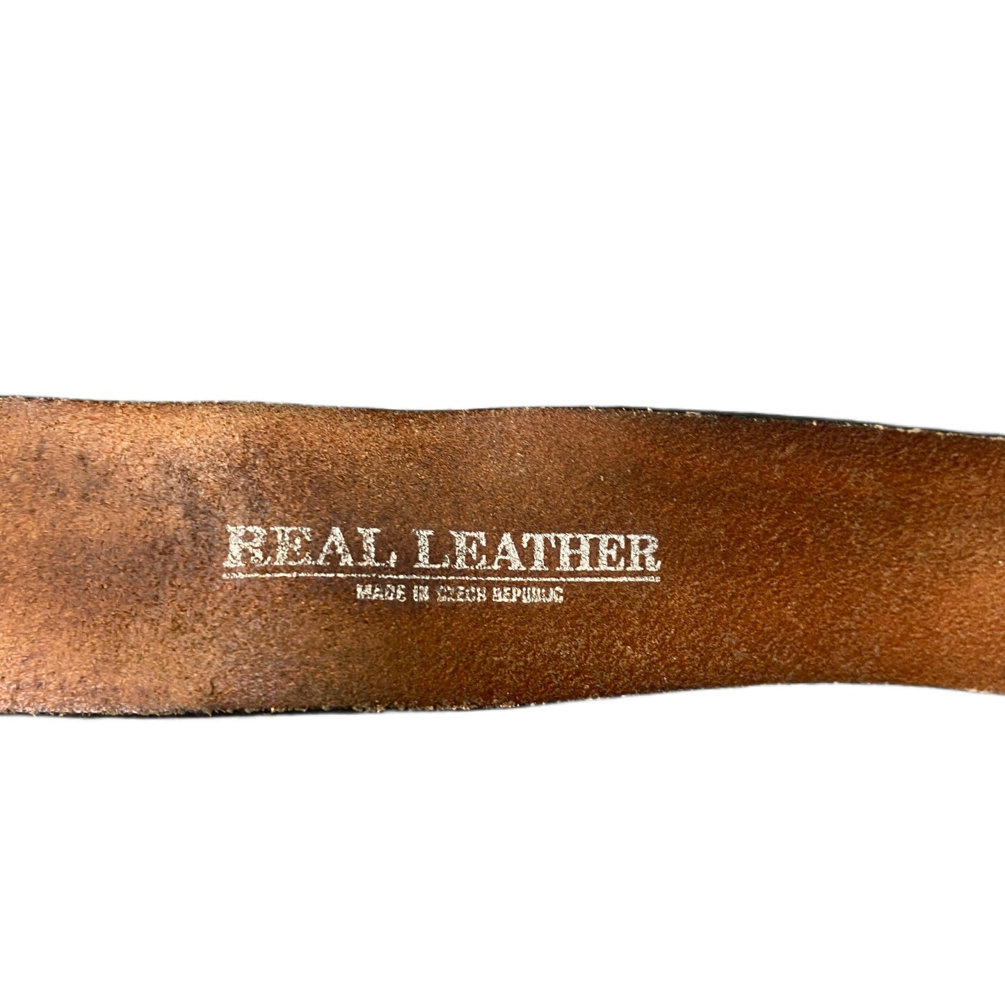 Waist Belt Mens Leather Hand Print Logo Adjustable Silver Pin Buckle 41 inches