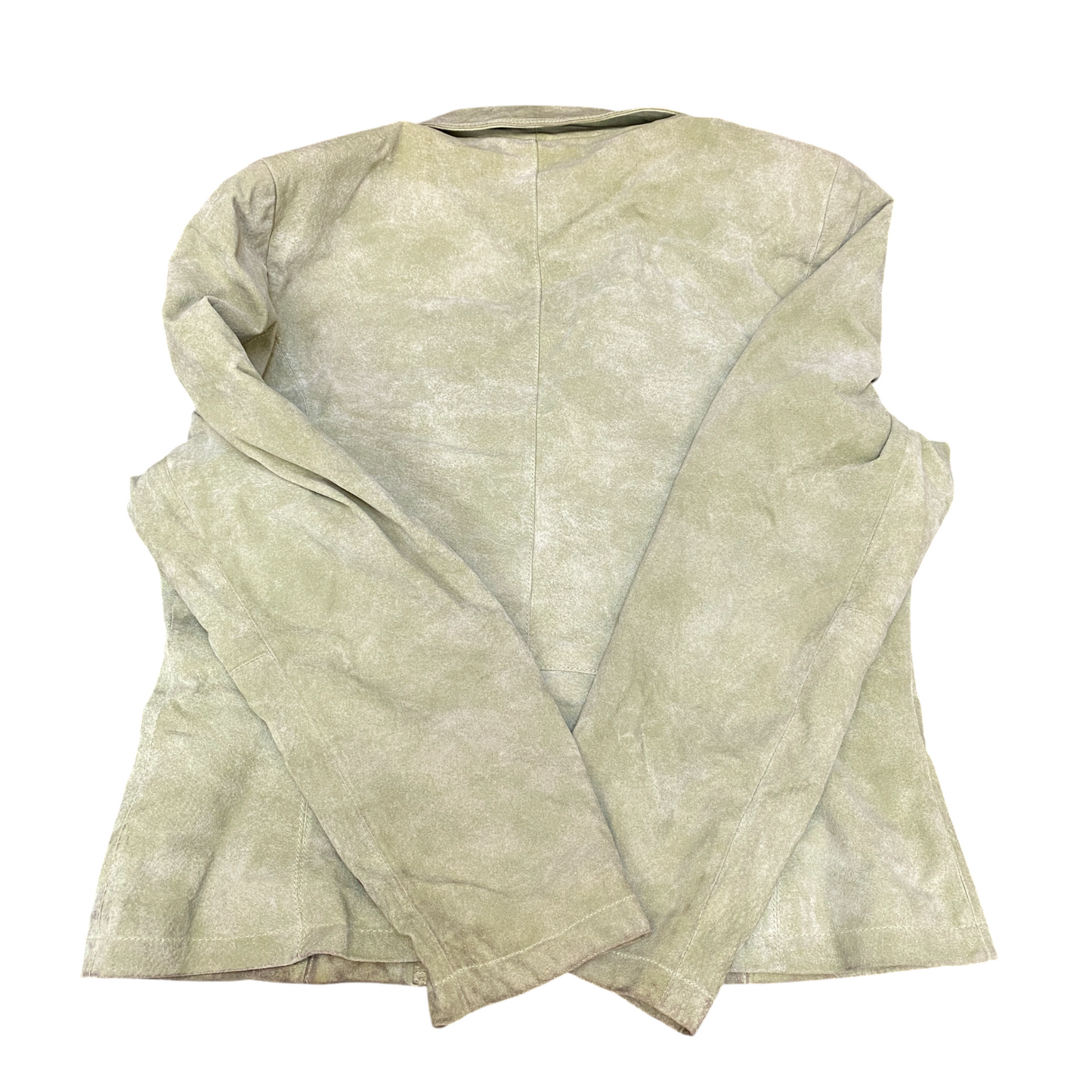Steffel Real Leather Blazer Jacket Womens M Green Notch Lapel Single Breasted