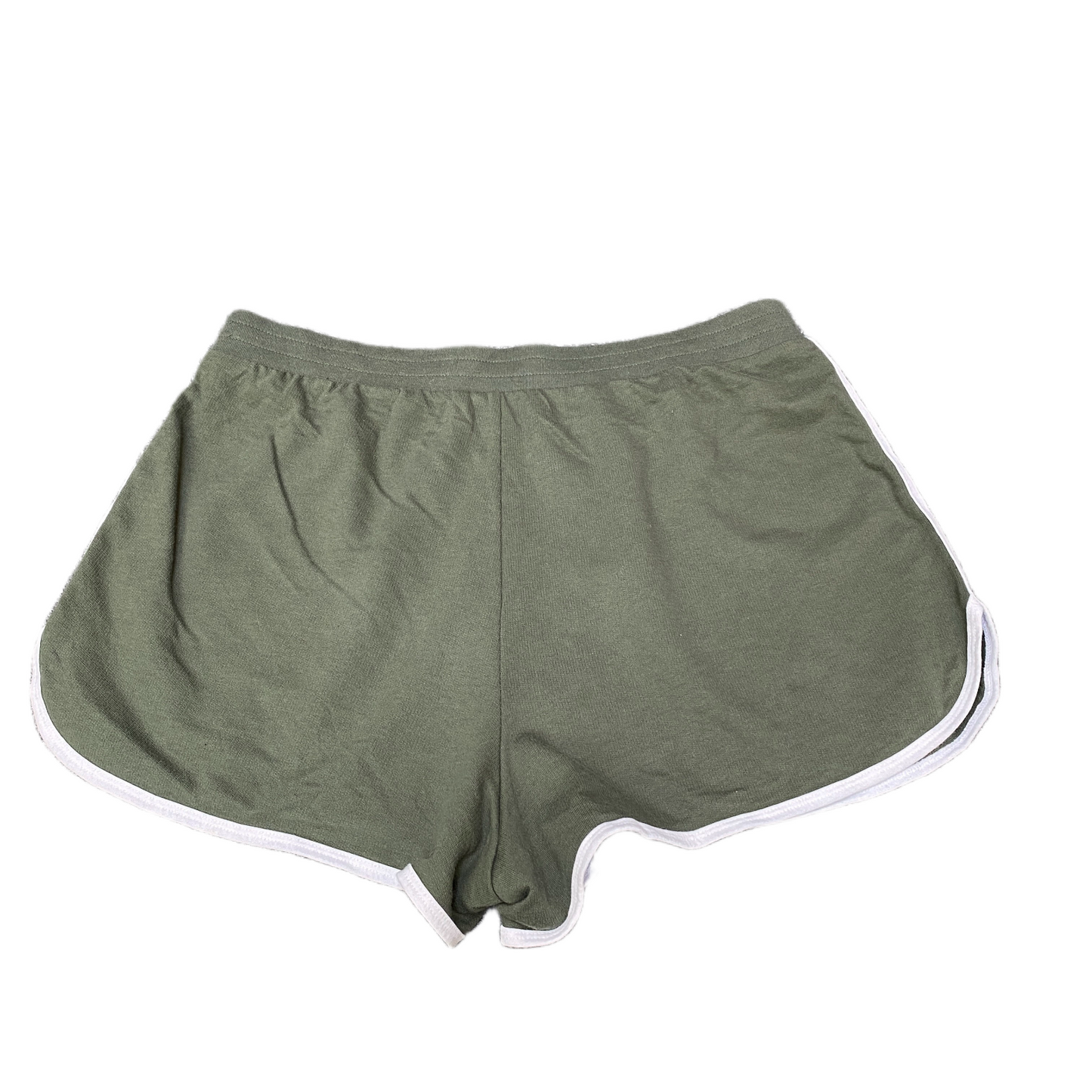 Running Sprinter Shorts Womens L 33" Waist Green Gym Athletic Fit Dolphin Hem
