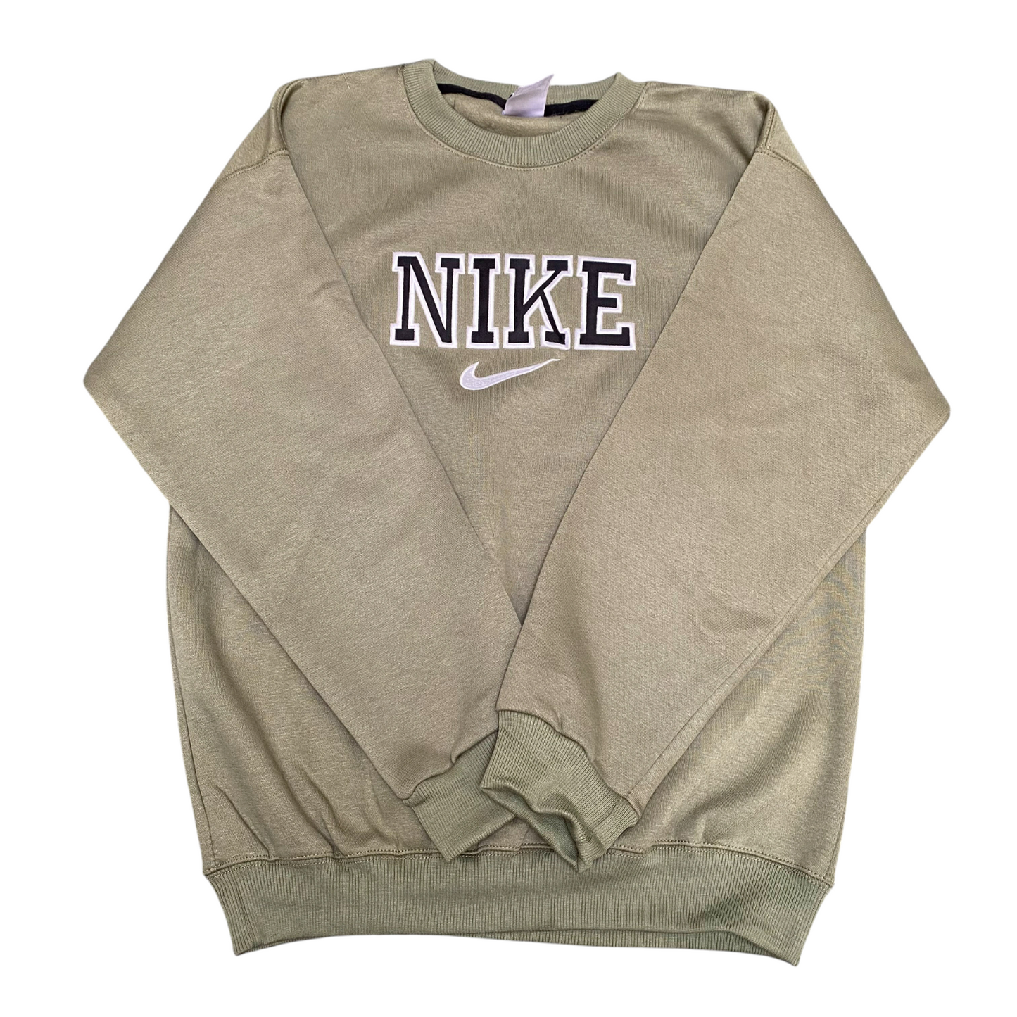 Nike Sweatshirt Mens M Green Embroidered Spell Out Logo Crew Neck Long Sleeve