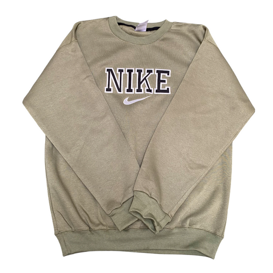 Nike Sweatshirt Mens M Green Embroidered Spell Out Logo Crew Neck Long Sleeve