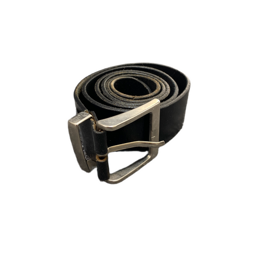 Waist Belt Mens Black Leather Adjustable Stainless Steel Pin Buckle 41 inches