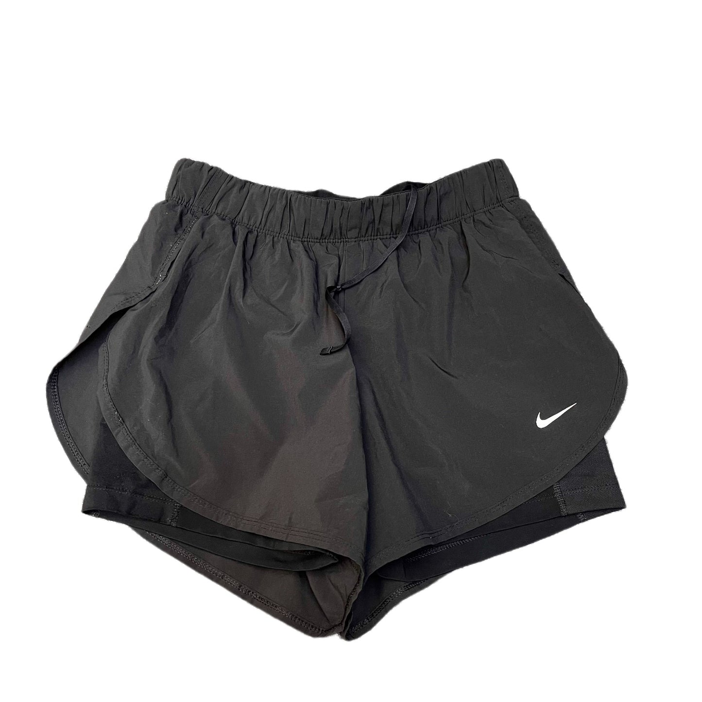 Nike 2-in-1 Training Shorts Fits as Womens S 26" Waist Black Lined Dolphin Hem