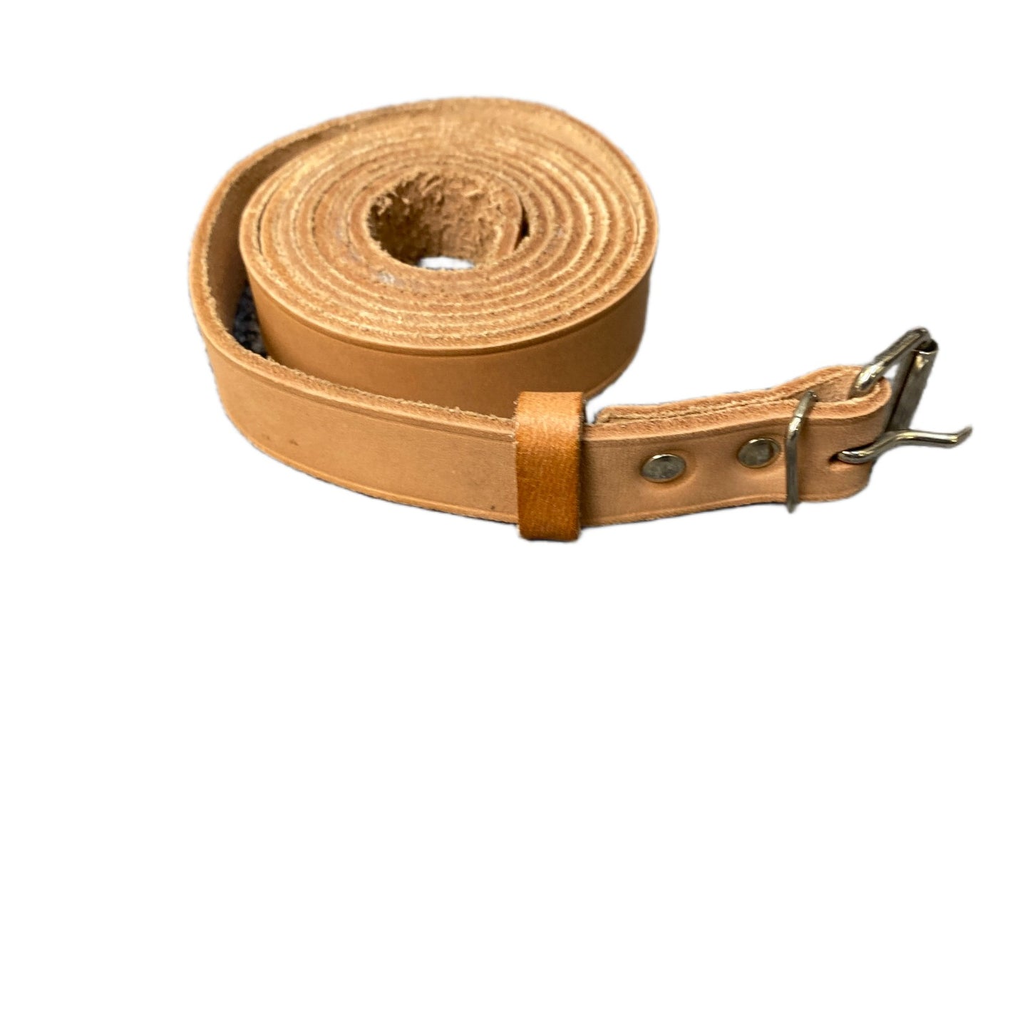 Waist Belt Mens Tan Leather Silver Stainless Steel Roller Pin Buckle 62.5 Inches