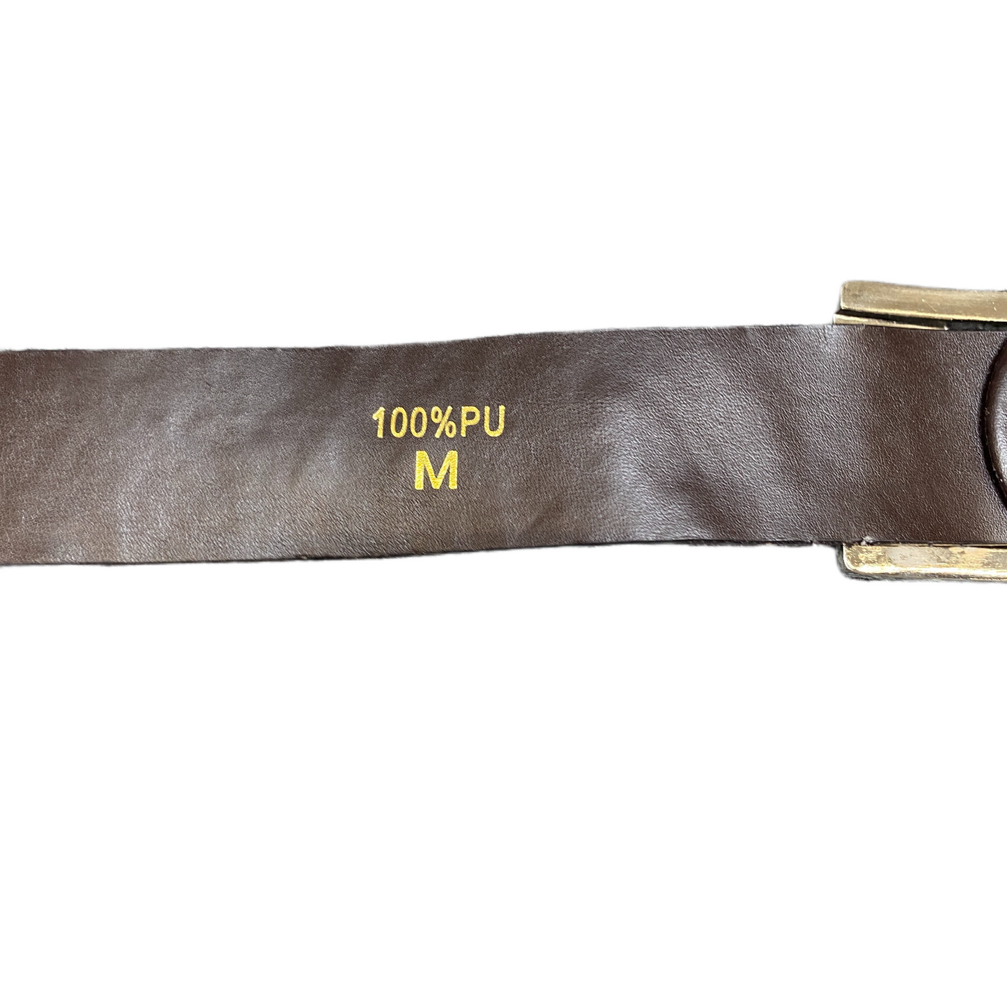 Waist Belt Mens Medium Brown Leather Adjustable Rectangular Buckle 37 Inches