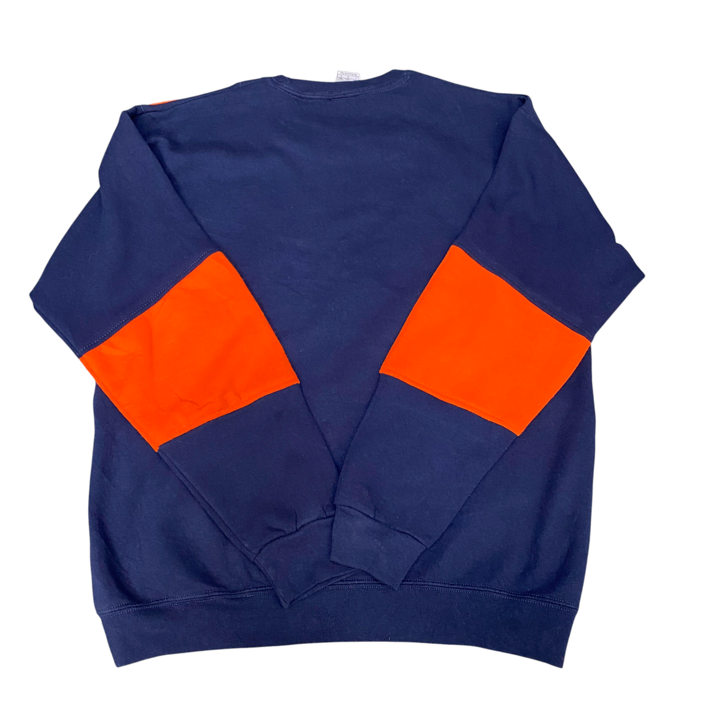Nike Reworked Sweatshirt Men L Orange Navy Embroidered Spellout Logo Vintage Y2K