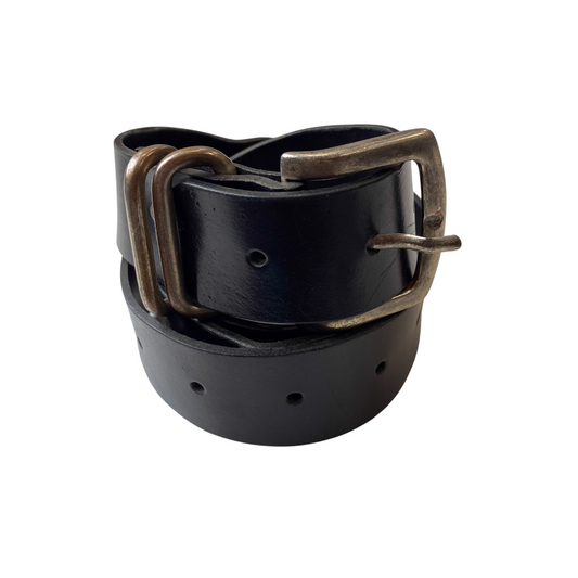 Bpc Bonprix Belt Mens Black Bonded Leather Adjustable Pin Buckle Size 49 in