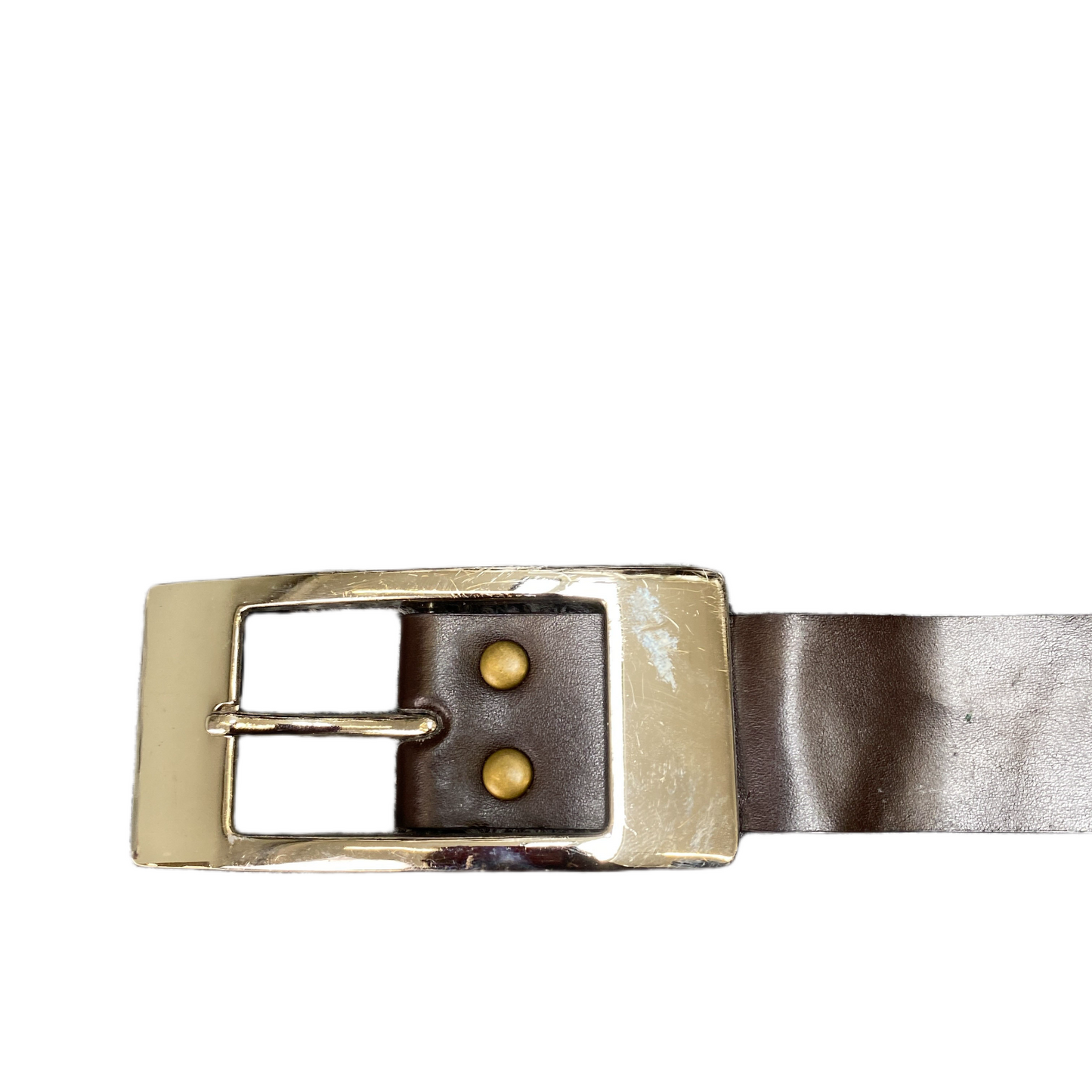 Waist Belt Mens Medium Brown Leather Adjustable Rectangular Buckle 37 Inches