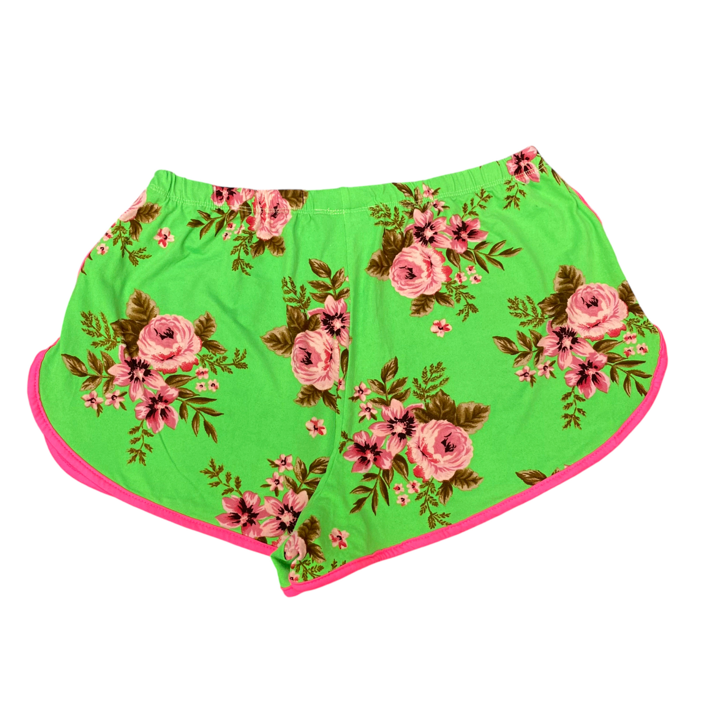 Sprinter Shorts Womens M Green Floral Running Training Drawstring Outdoor
