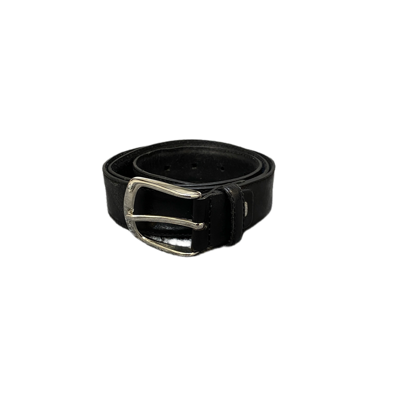 Mens Waist Belt Black Leather Heavy Duty Adjustable Pin Buckle Size 39.5 inches