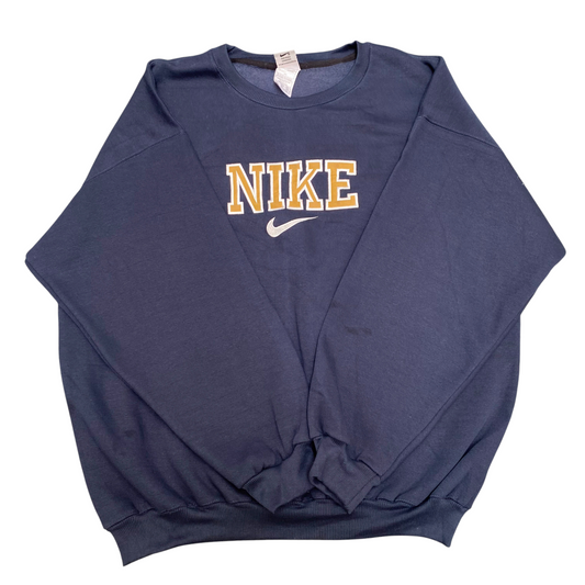 Nike Reworked Sweatshirt Mens XL Blue Heather Embroidered Long Sleeve Crew Neck