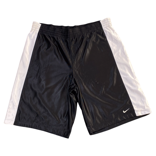 Nike Running Shorts Medium Black White Mesh Lined Elastic Waist Athletic Running