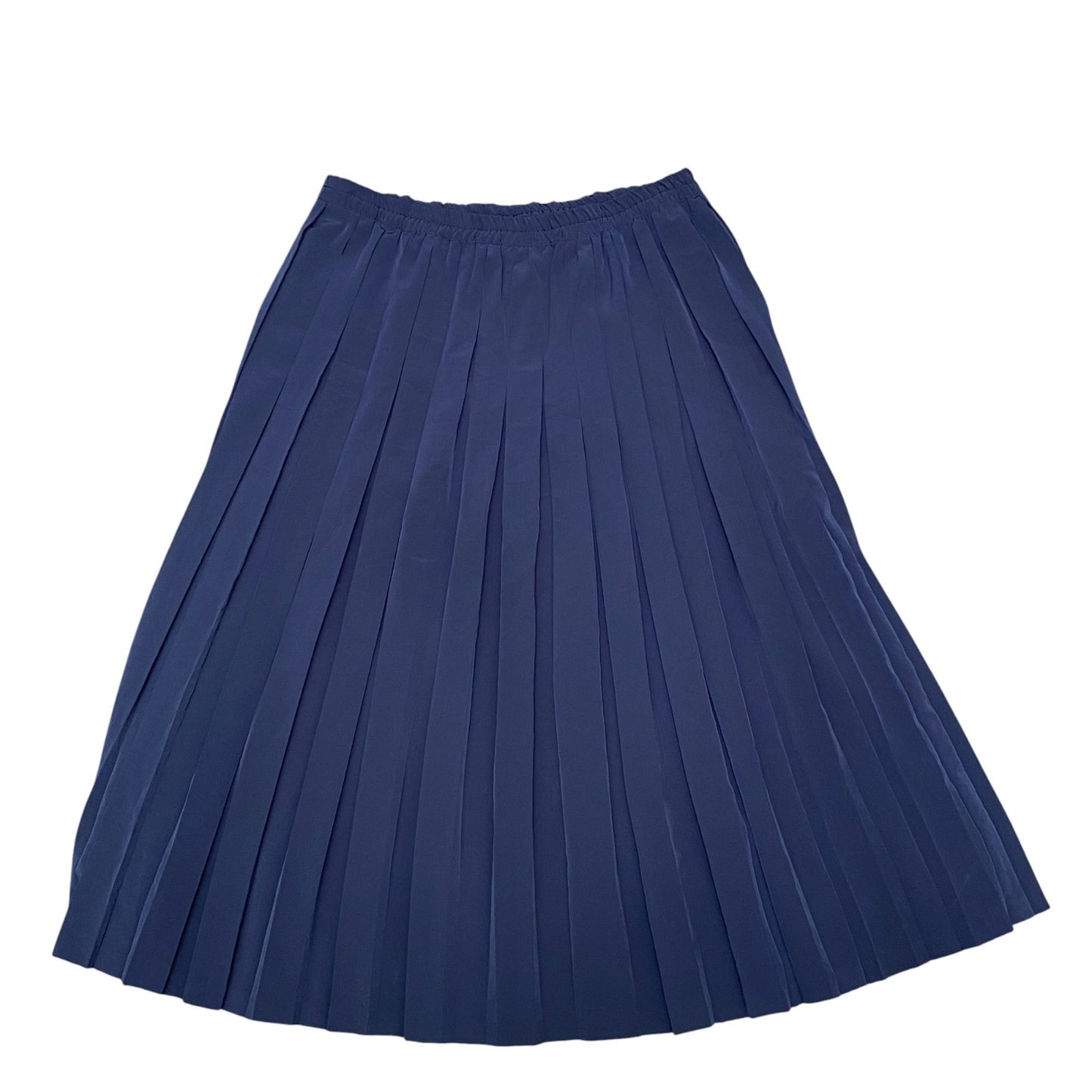 Gevana A Line Midi Skirt Womens XL Blue Lined Chiffon Full Pleated Elastic Waist