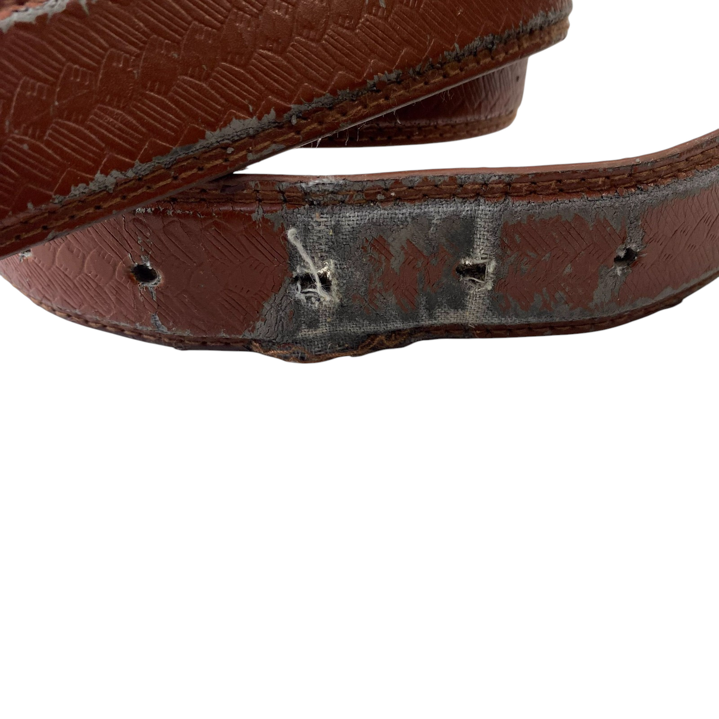 Mens Casual Waist Belt Brown Leather Adjustable Stainless Steel Pin Buckle 47 in