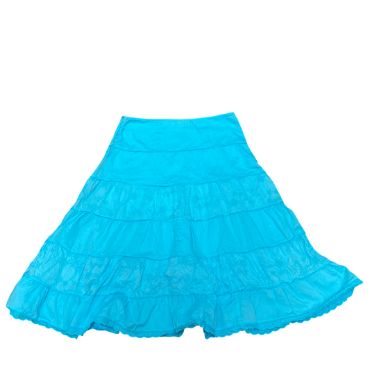 A Line Skirt Womens XXL Blue Solid High Waisted Emboidered Side Zip Comfort