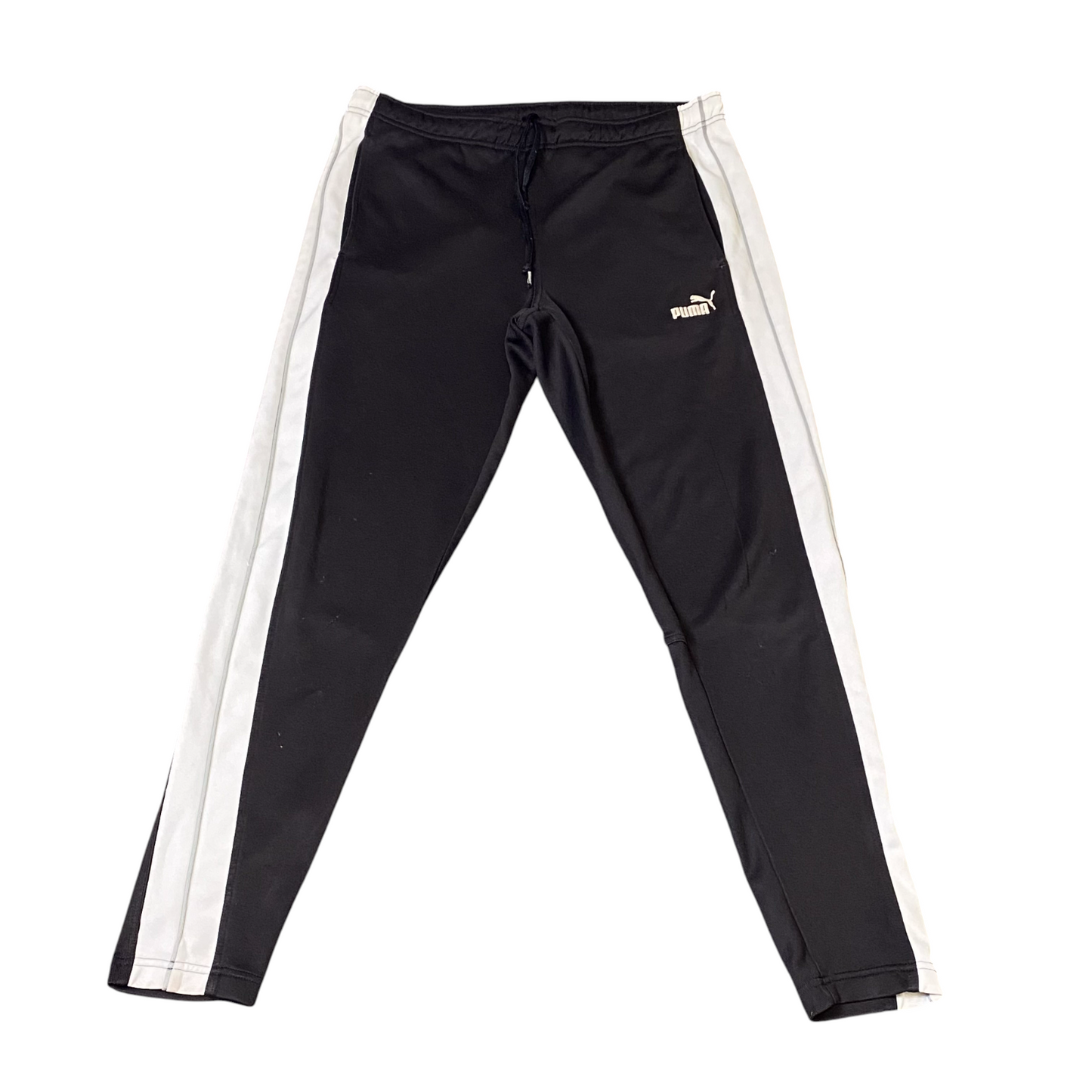 PUMA Joggers Mens XL Black Tapered Fit Elastic Waist Drawstring Track Pants