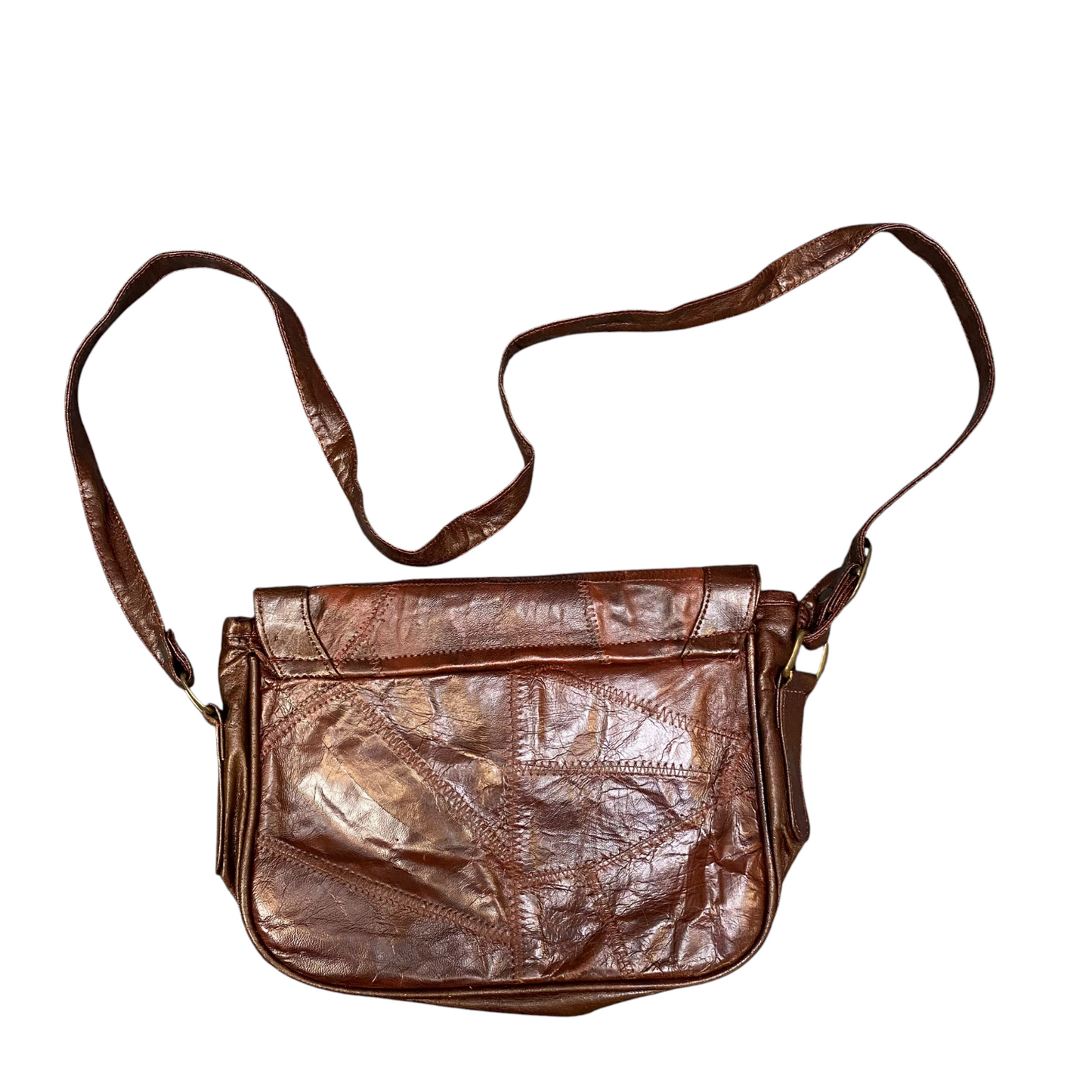 Vintage Marc Chantal Shoulder Bag Women Brown Patchwork Leather Adjustable Strap