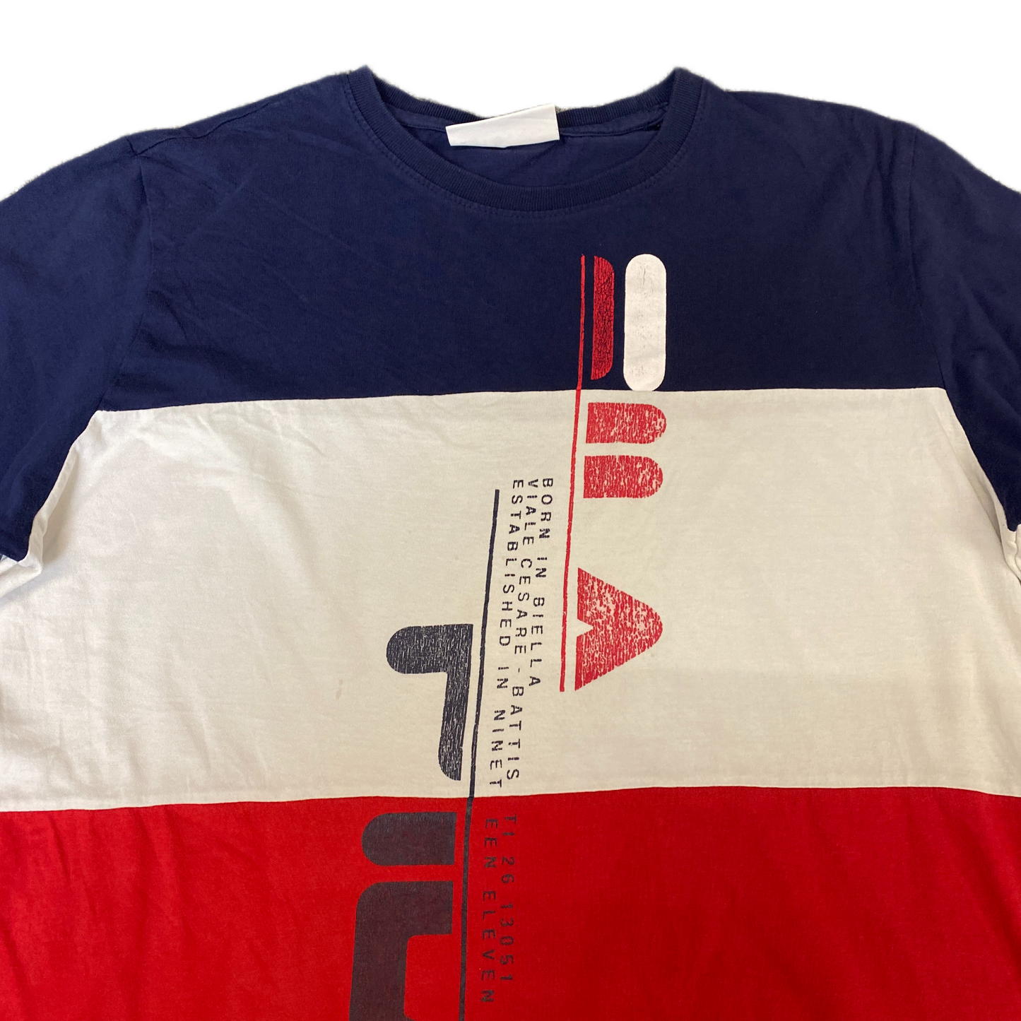 FILA T-Shirt Womens Large Multi Colorblock Short Sleeve Crew Neck Pullover Tee