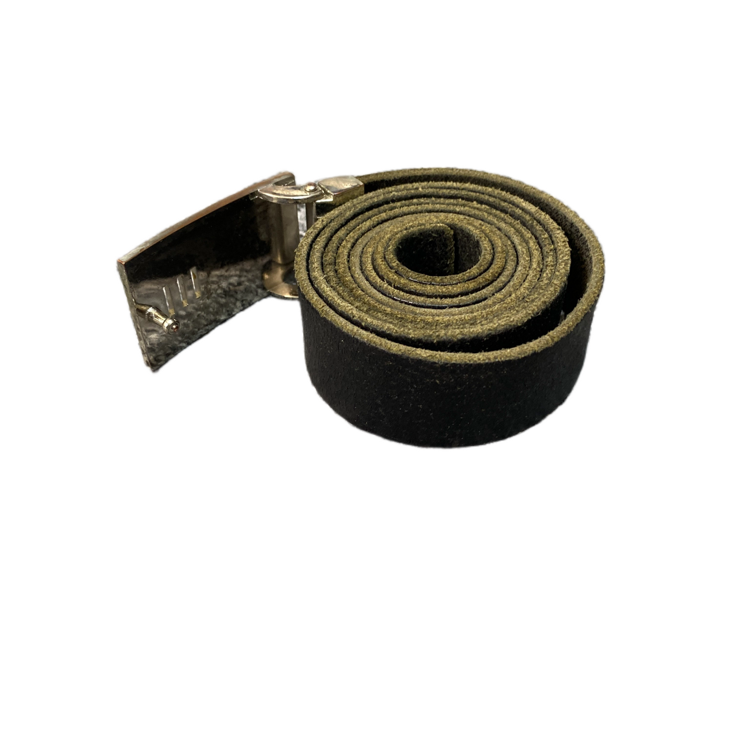 Waist Belt Mens Black Leather Adjustable Reversible Silver Buckle 45.5 inches