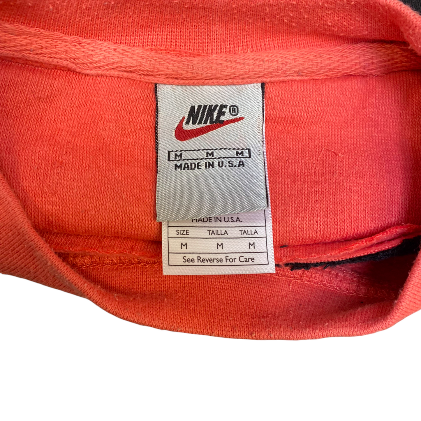 Nike Reworked Sweatshirt Mens M Orange Black Embroidered Spellout Logo Vtg Y2K