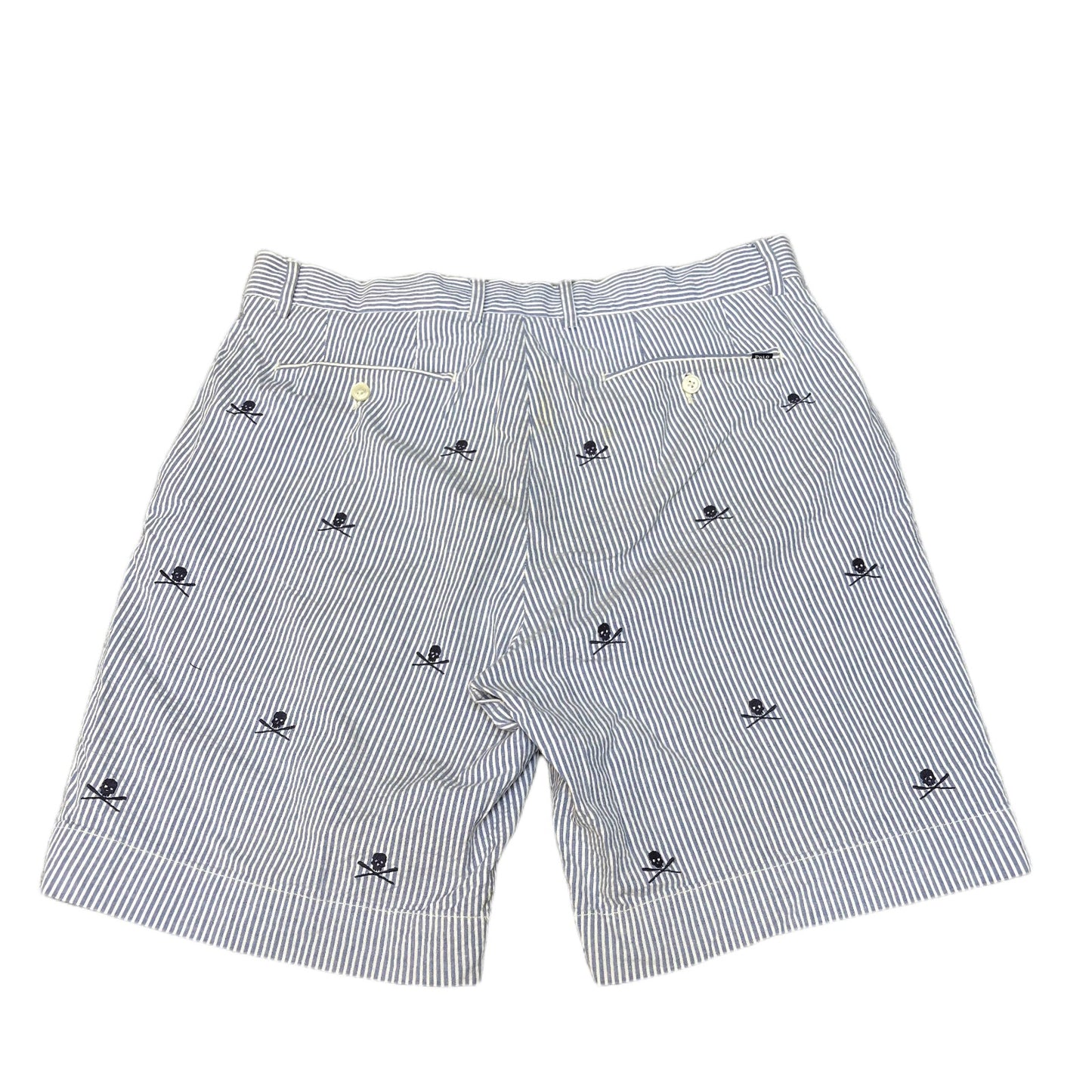 Polo Ralph Lauren Shorts Fits as Mens XL 35" Waist Blue White Seersucker Skull