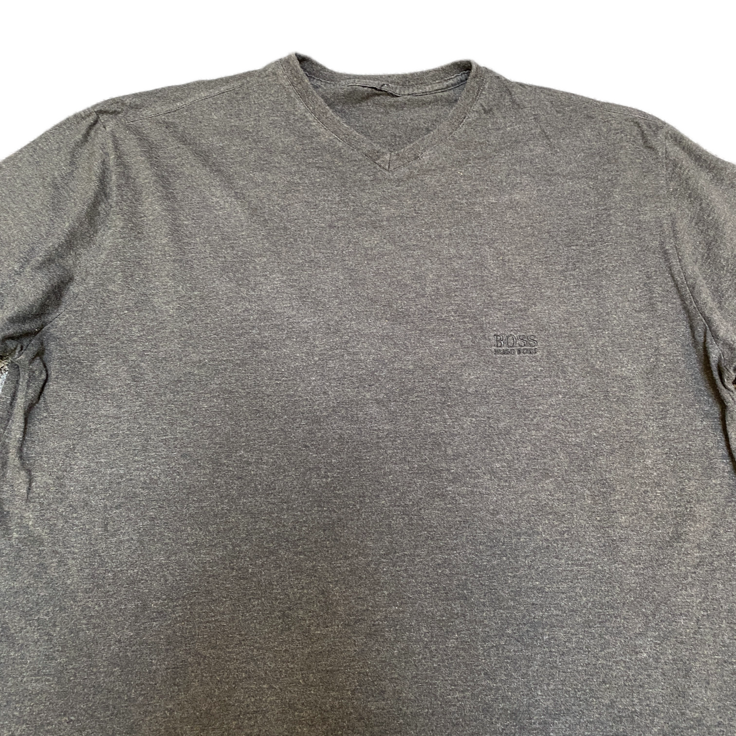 Hugo Boss T-Shirt Mens S Grey Charcoal Slim Fit Short Sleeve V-Neck Pullover Tee