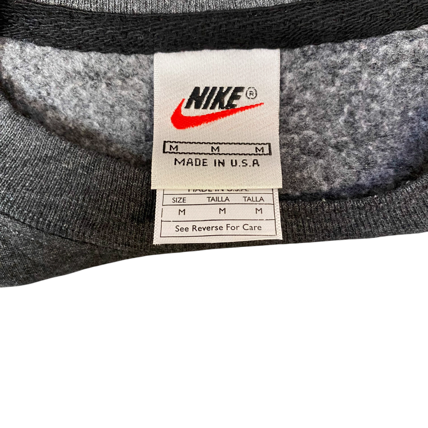 Nike Reworked Sweatshirt Mens M Red Grey Embroidered Spellout Logo Vintage Y2K