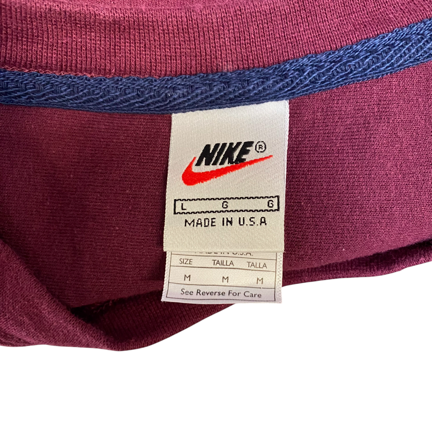 Nike Reworked Sweatshirt Men L Maroon Grey Embroidered Spellout Logo Vintage Y2K