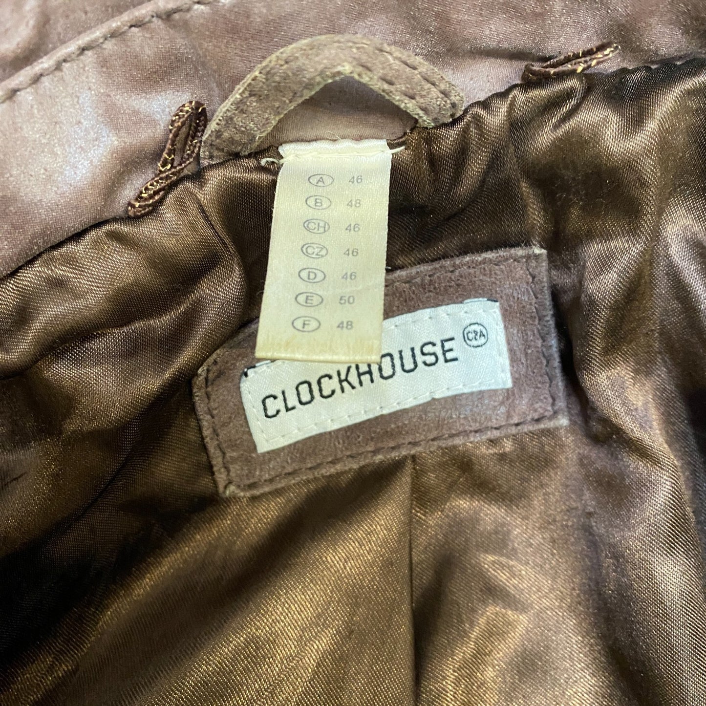 Clockhouse C&A Genuine Leather Blazer Jacket Womens Large Brown Belted Waist