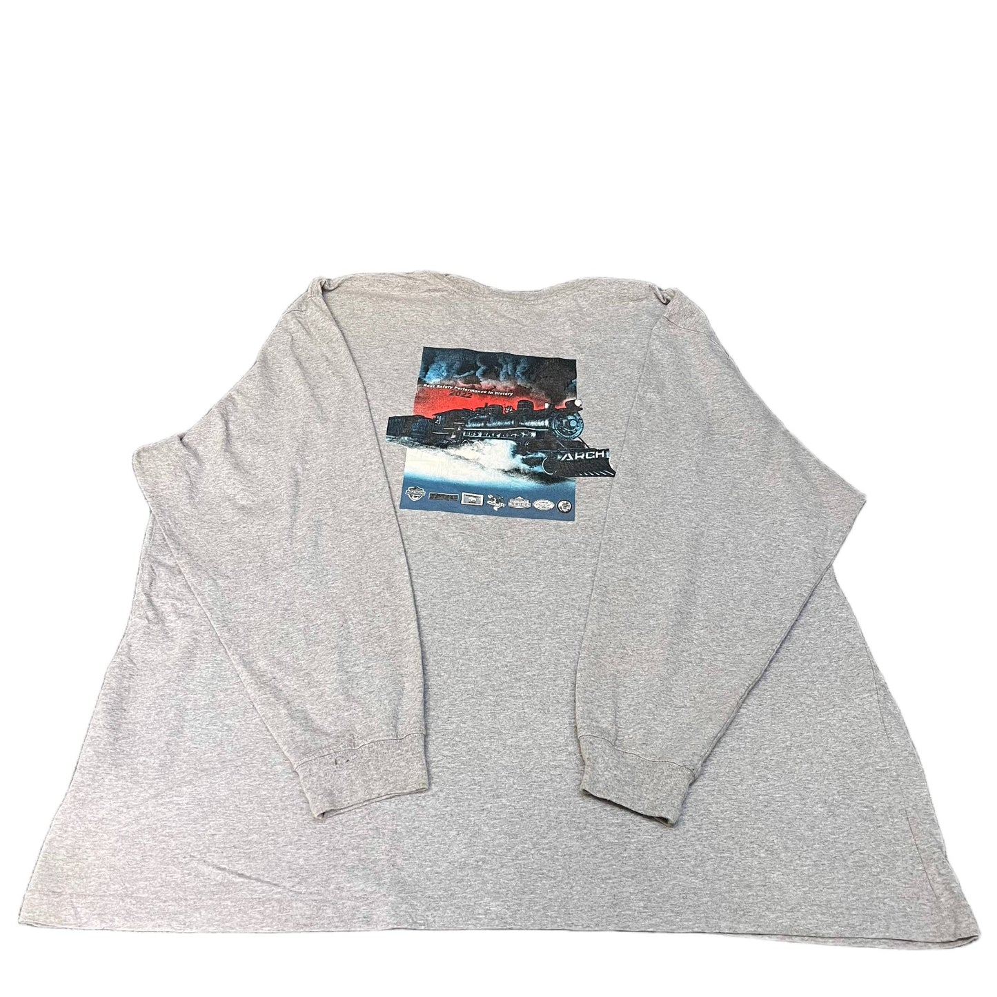 Carhartt Pocket T-Shirt Mens 4XL Grey Arch Resources Graphic Print Long Sleeve