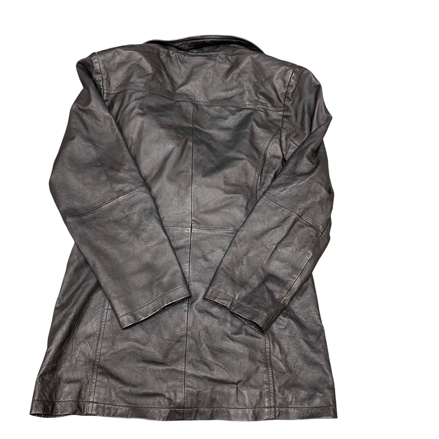 Canda C&A Leather Jacket Womens Medium Black Lined Collared Double Breasted