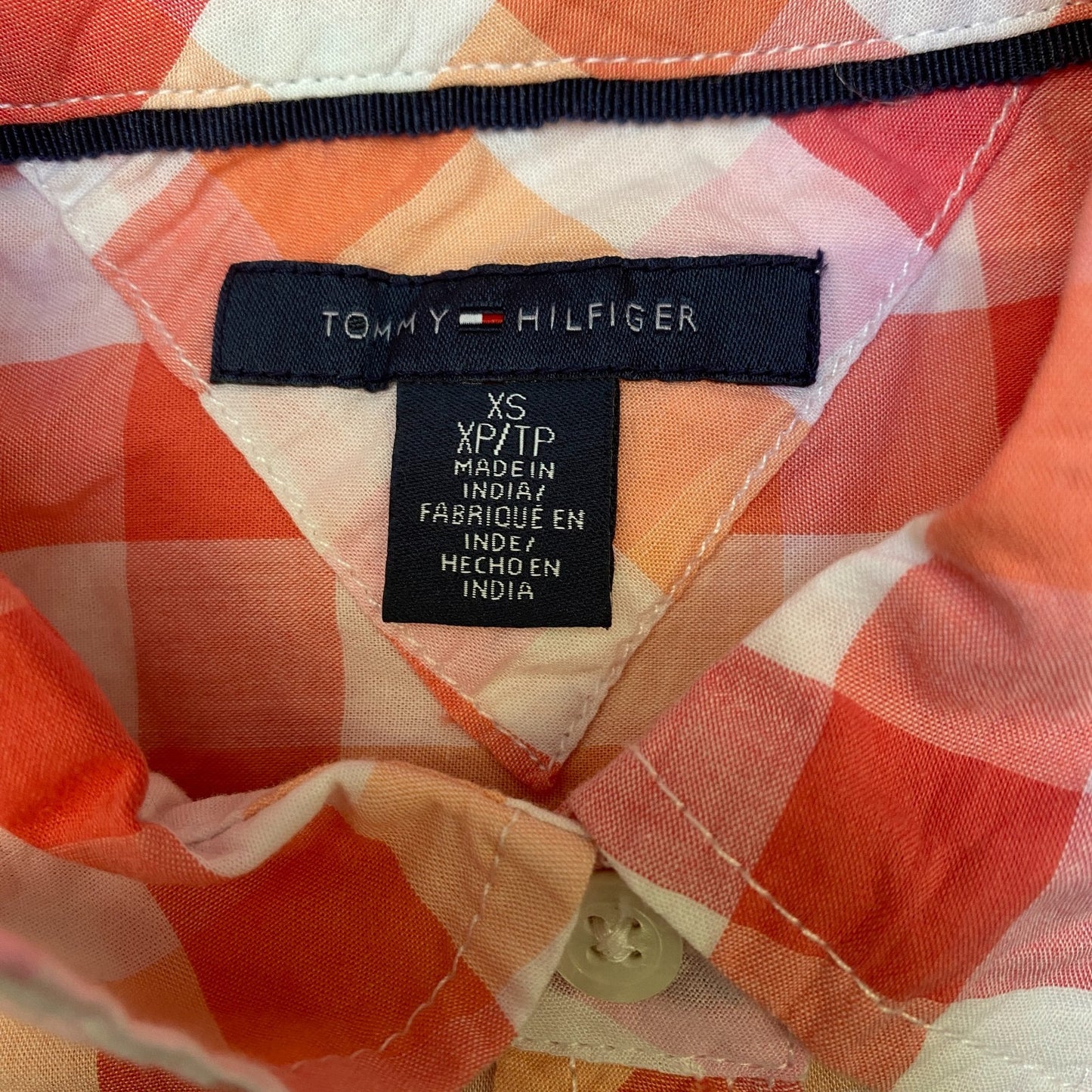Tommy Hilfiger Shirt Womens XS Multi Plaid Single Pocket Collared Button Up
