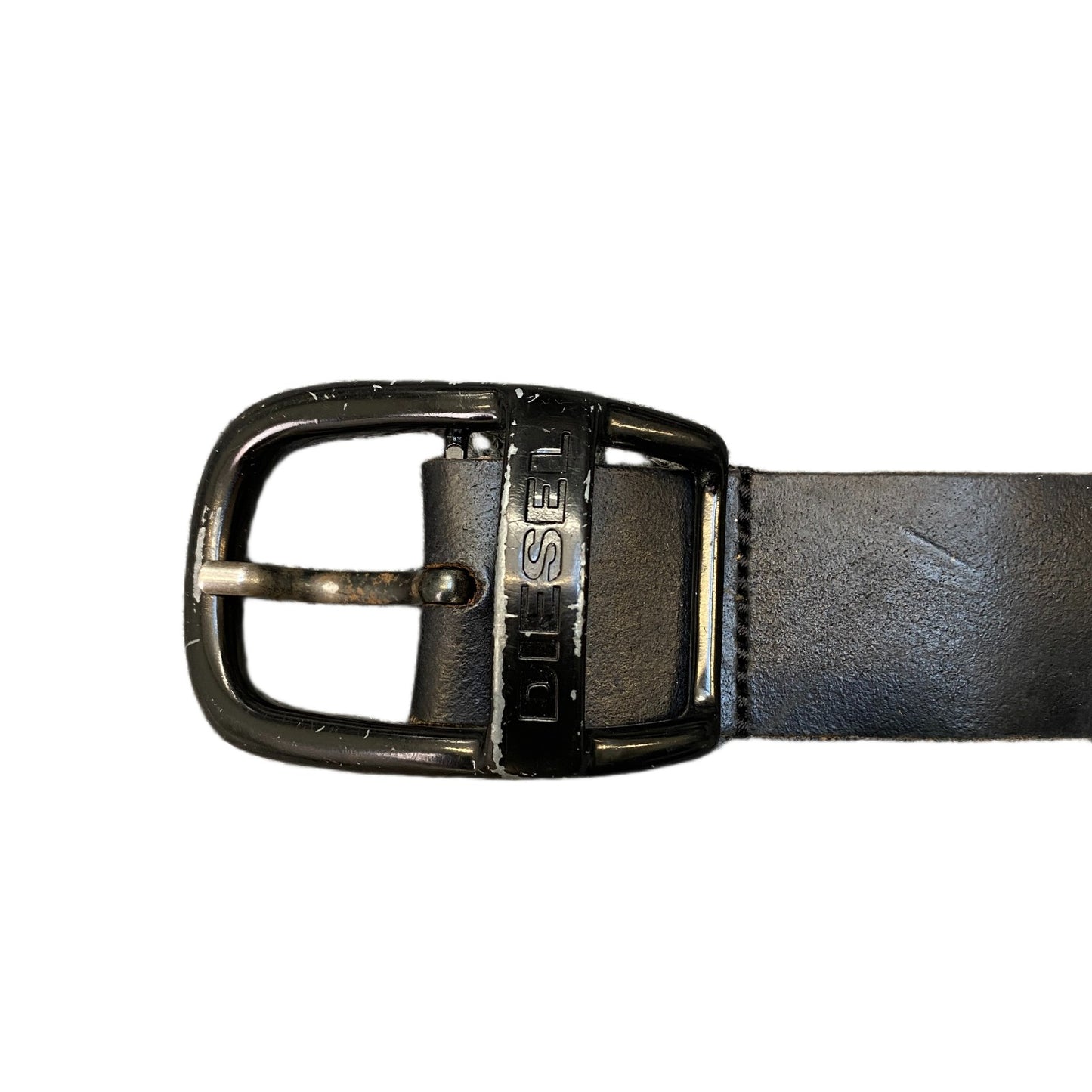 Vintage Diesel Waist Belt Mens Black Leather Adjustable Pin Buckle 39.5 Inches