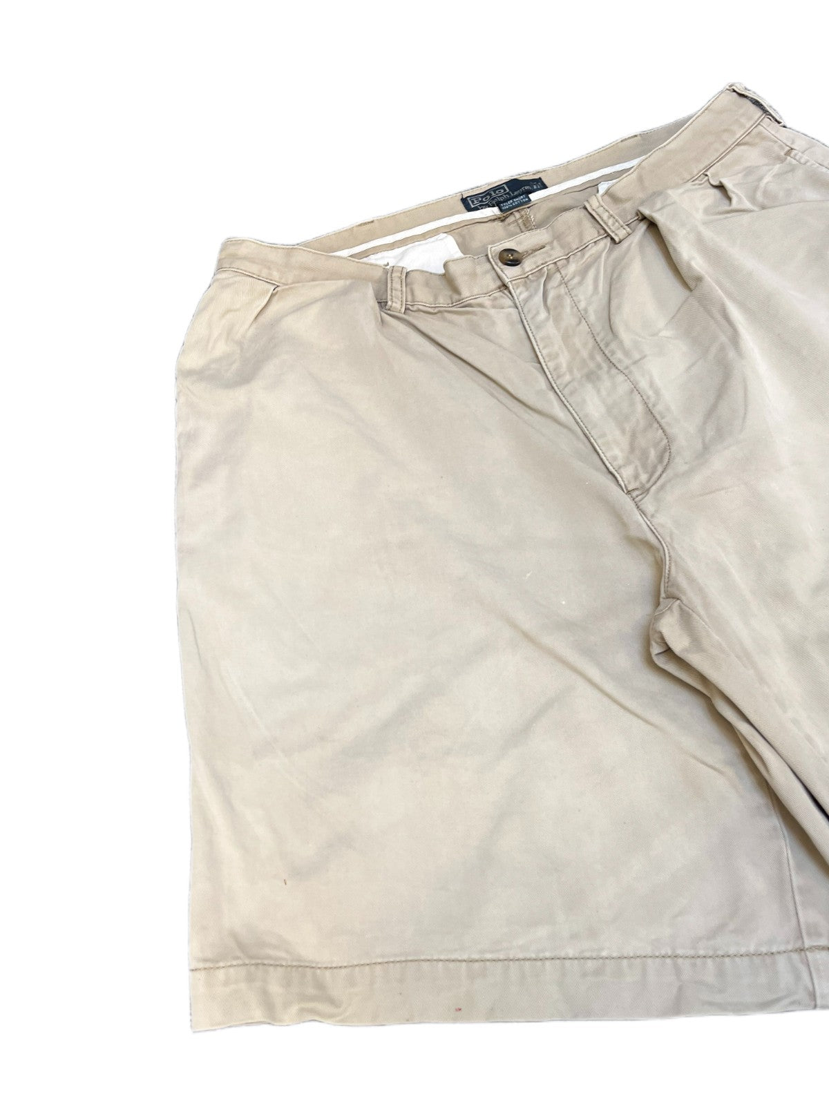 Polo Ralph Lauren Tyler Chino Shorts Fits as Mens XL 35" Waist Beige Pleated