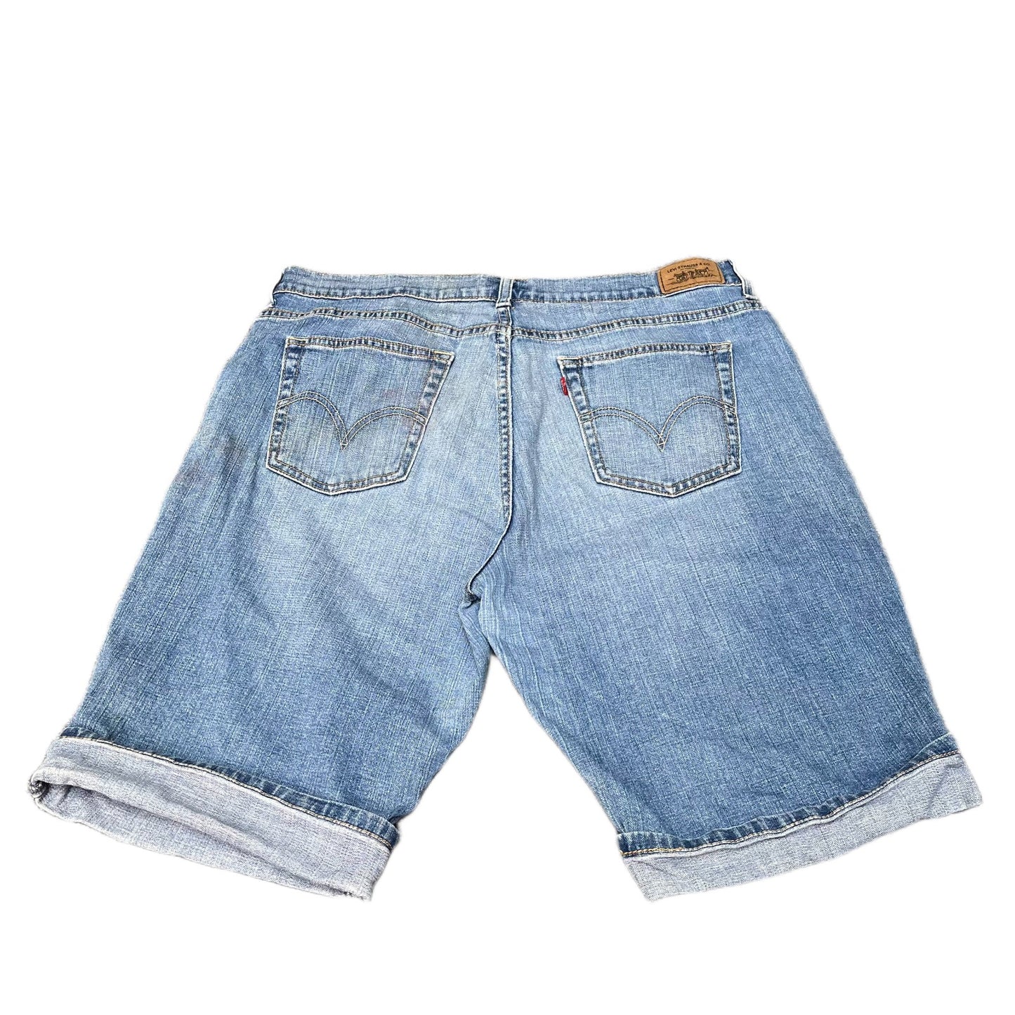 Levi's 515 Denim Shorts Fits as Womens 2XL 35" Waist Blue Mid Rise Cuffed Hem