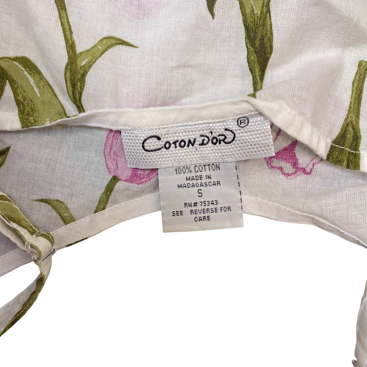 Coton Dor Shift Dress Womens S White Floral Round Neck Spaghetti Straps Pullover