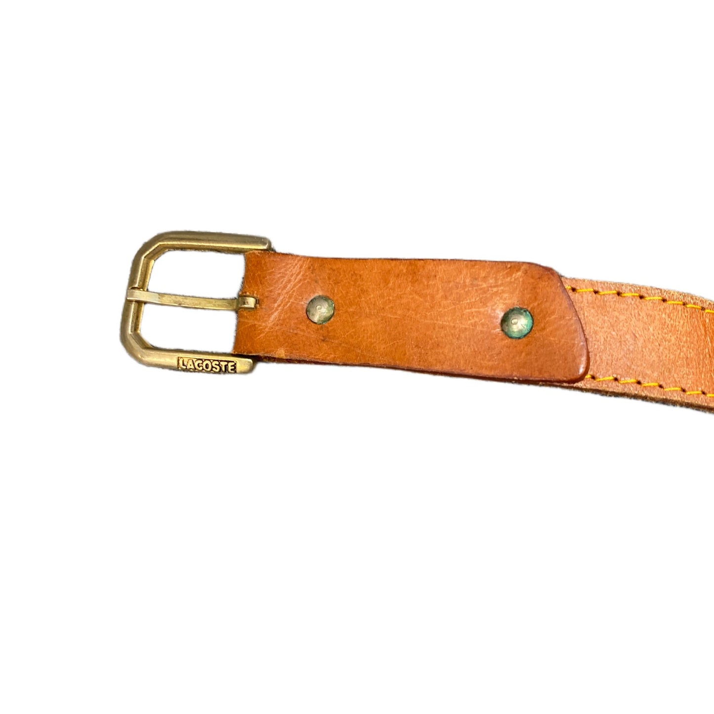Lacoste Waist Belt Mens Brown Leather Adjustable Brass Buckle 41.5 Inches
