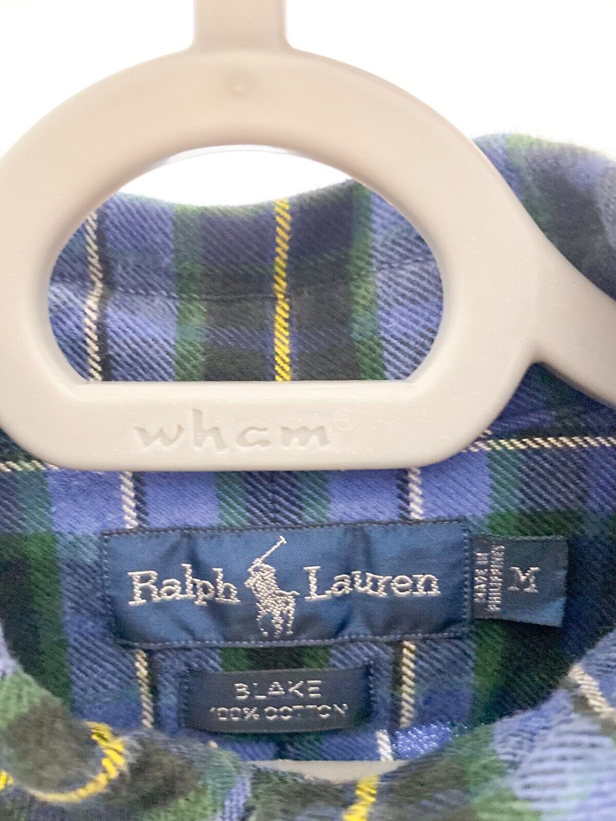 Ralph Lauren Shirt Mens Medium Blue Plaid Blake Cotton Small Blue Polo Pony Logo