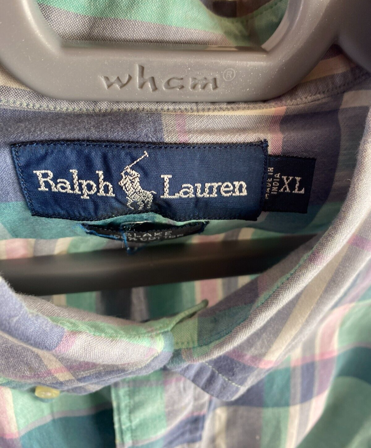 Ralph Lauren Shirt Mens XL Blue Plaid Blake Cotton Blue Small Polo Pony Logo