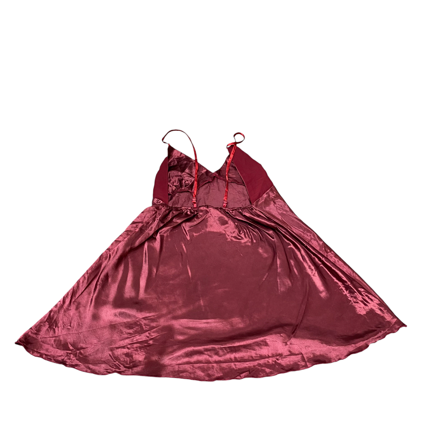 Camisole Top Womens S Red Satin Adjustable Strap Backless V-Neck Pullover
