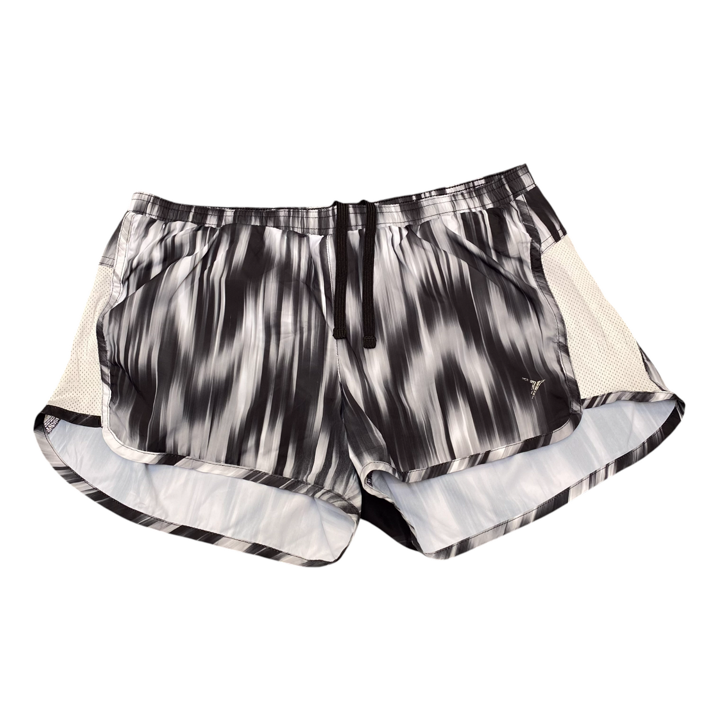 Active Shorts Running Shorts Womens M Black White Tie Dye Mesh Drawstring Waist