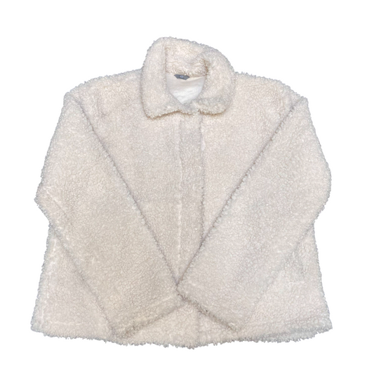 Zeeman Sherpa Jacket Womens Large White Oversized Boxy Fit Long Sleeve Collared