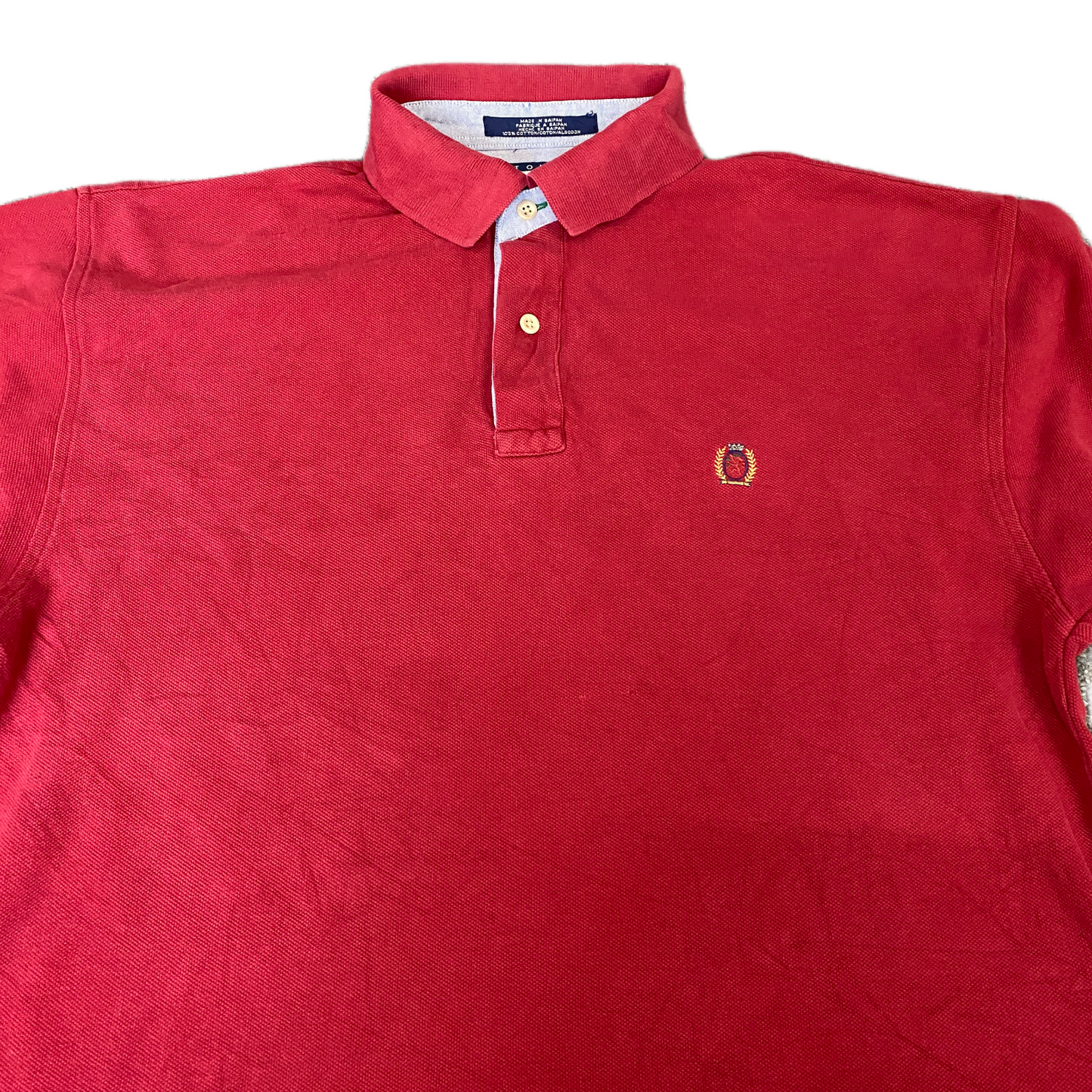Tommy Hilfiger Polo Shirt Mens Medium Red Golf Performance High Low Slit Popover