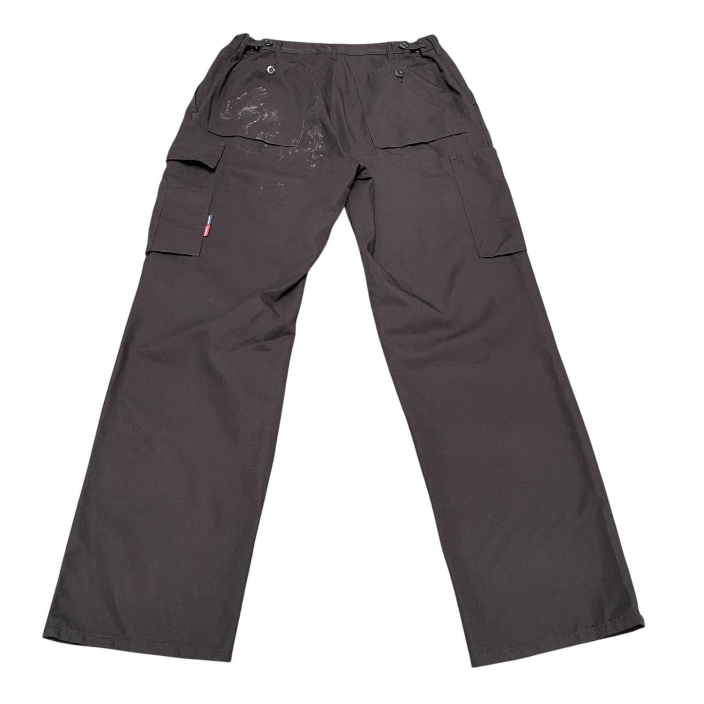 Mens Cargo Trousers Medium Dark Brown Pockets Comfort Flat Front Comfort Preppy