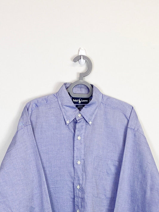 Ralph Lauren Shirt Mens Medium Blue Blake Cotton Long Sleeve Pocket Button Down