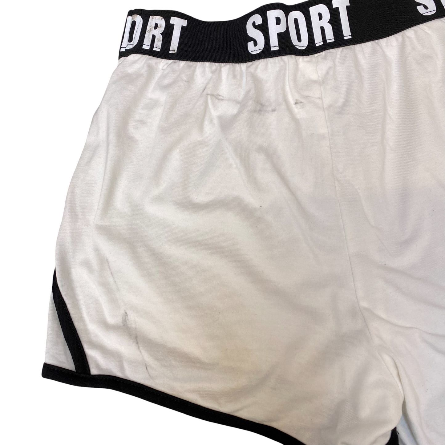Sport Running Sprinter Shorts Womens XS White Black Athletic Gym Elastic Waist