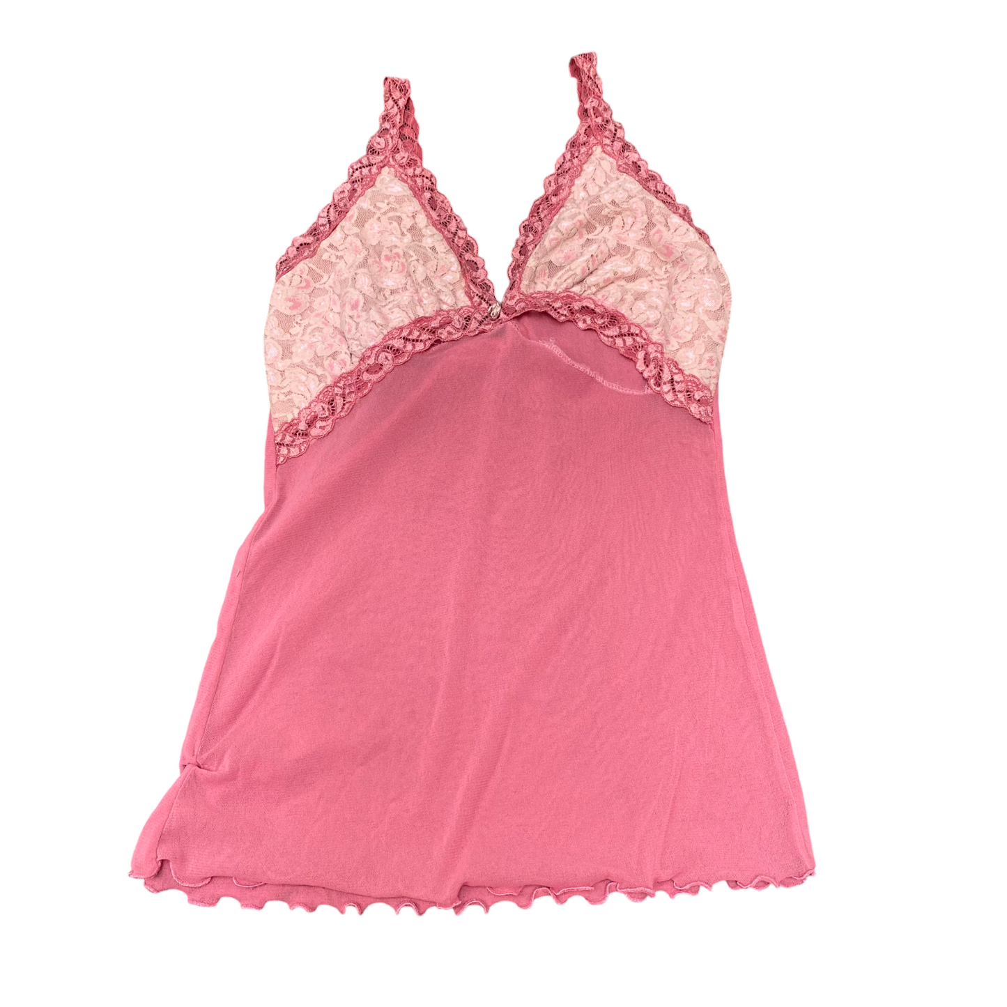 Camisole Top Womens S Pink Padded Lace Trim V-Neck Casual Outdoor Pullover