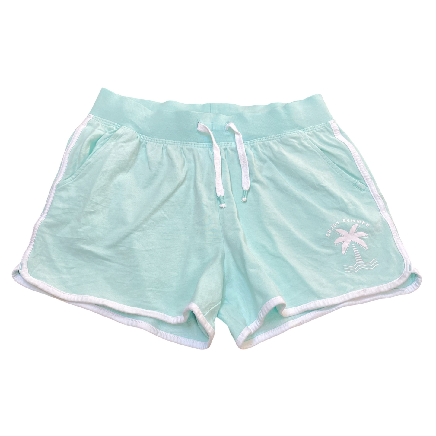 Okaidi Sprinter Running Shorts Women 24W Green Elastic Waist Drawstring Athletic