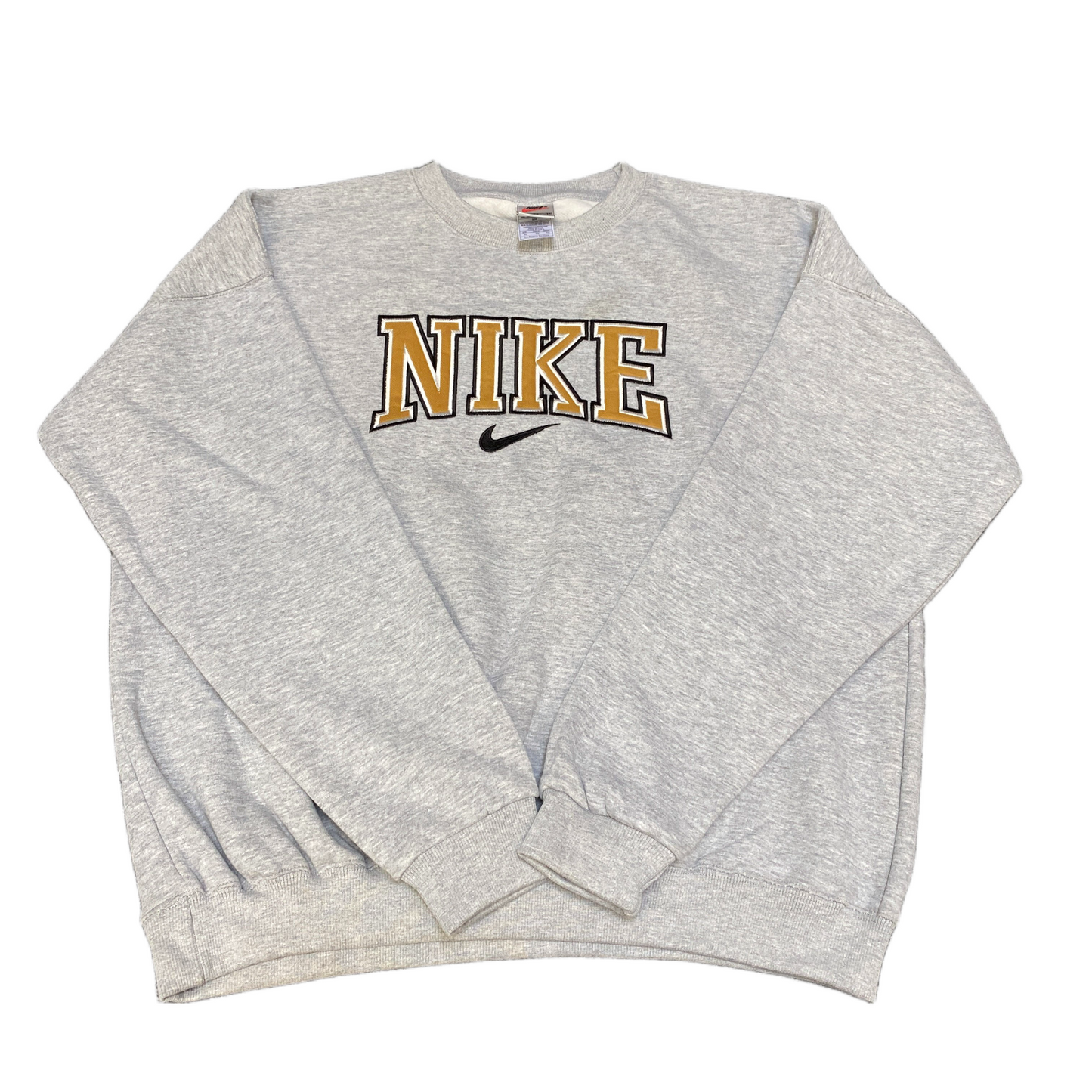 Nike Reworked Sweatshirt Men XL Grey Comfy Embroidered Spellout Logo Vintage Y2K