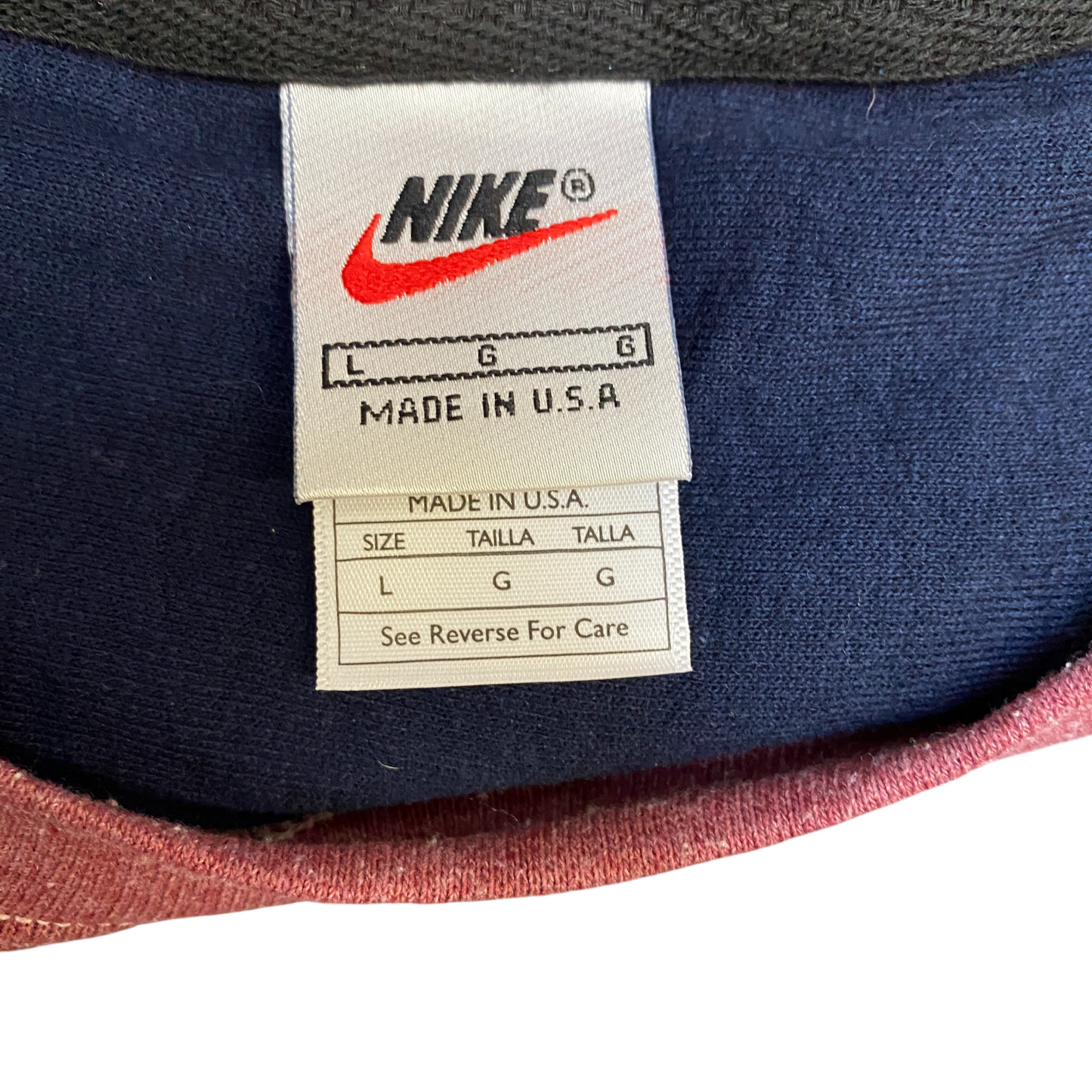 Nike Reworked Sweatshirt Mens L Navy Pink Embroidered Spellout Logo Vintage Y2K